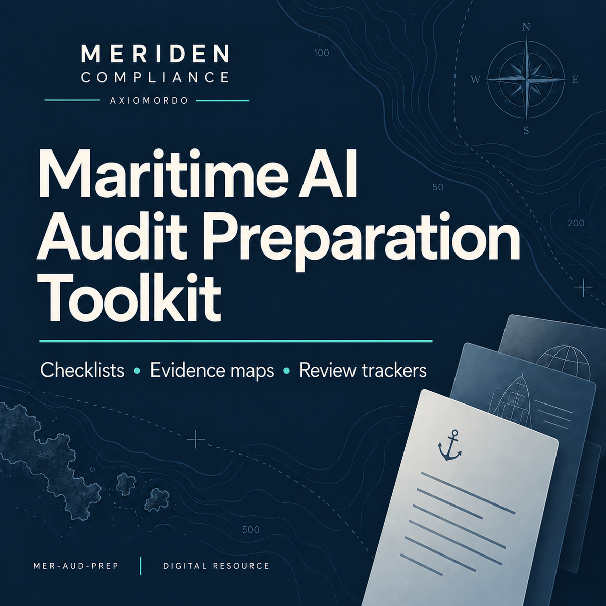 Maritime AI Audit Preparation Toolkit digital resource cover from Meriden Compliance.